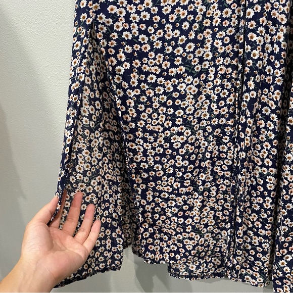 Nectar Clothing Floral Midi Dress Front Slits Blue Medium - Picture 10 of 11